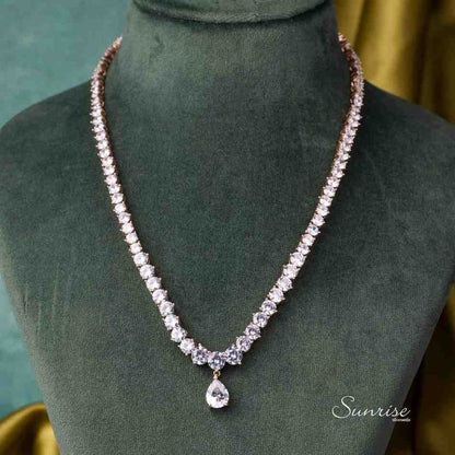 ROSE GOLD SOLITAIRE NECKLACE SET