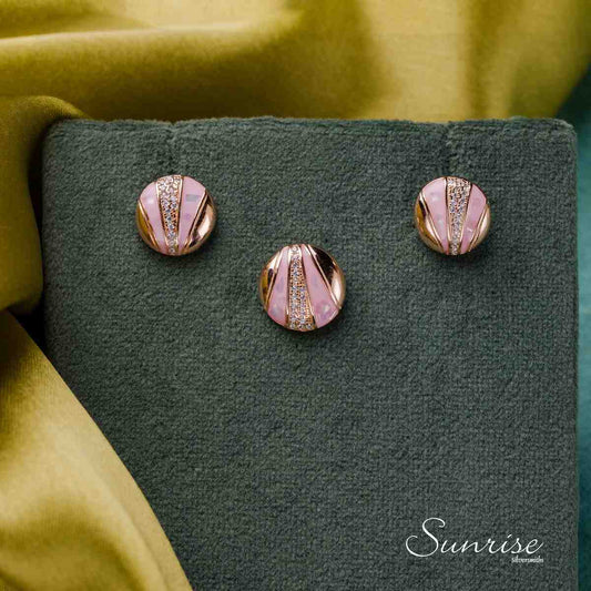 CLASSY PINK ENAMEL PENDANT SET