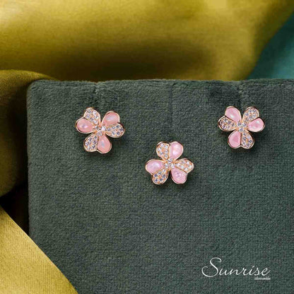 FLORAL PINK ENAMEL PENDANT SET