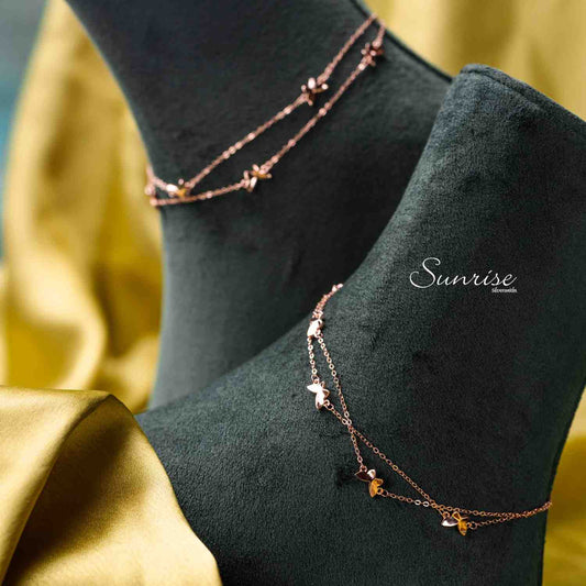 BUTTERFLY 2-STEP ROSE GOLD ANKLET