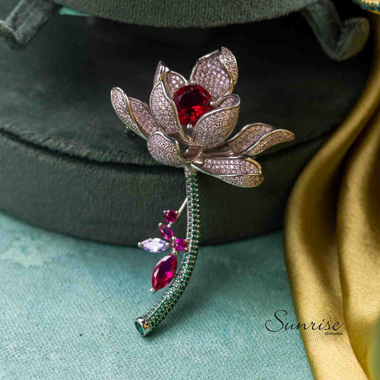 CZ ROSE BROOCH