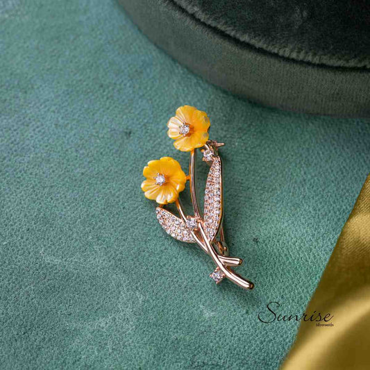 ROSE GOLD YELLOW BROOCH