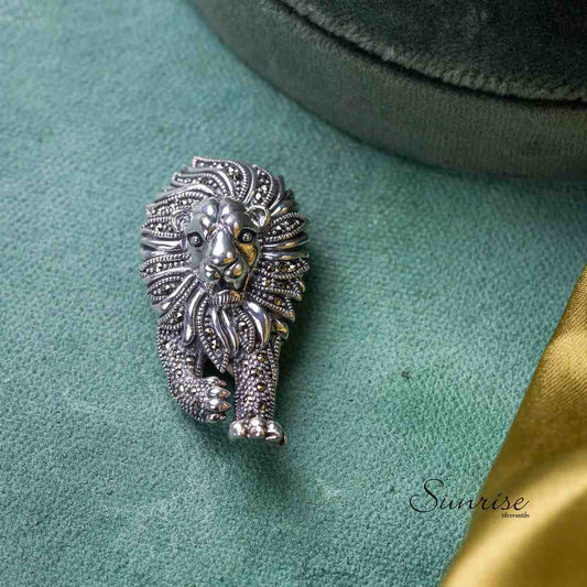 MARCASITE LION BROOCH