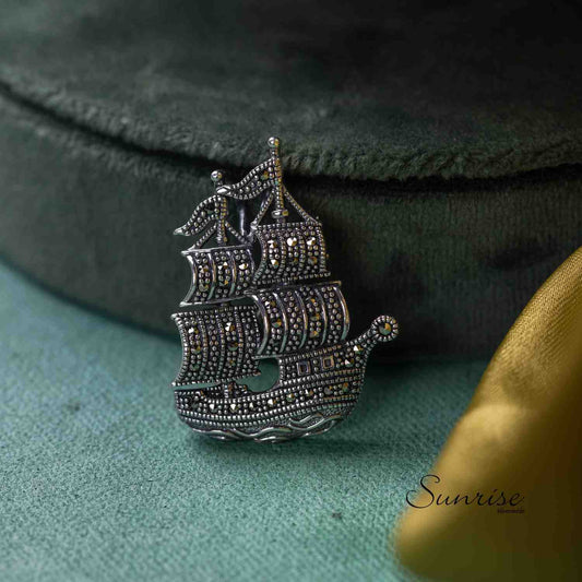 MARCASITE YATCH BROOCH