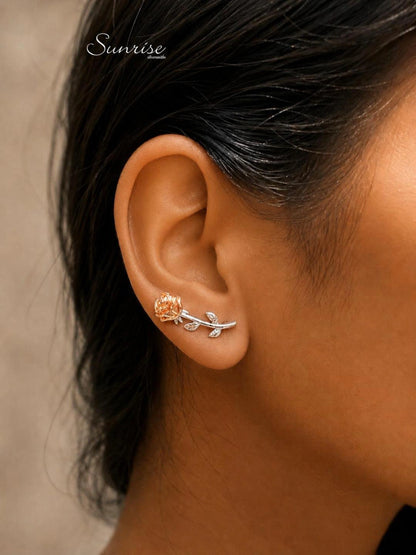 TWO TONE ROSE EARCLIPS