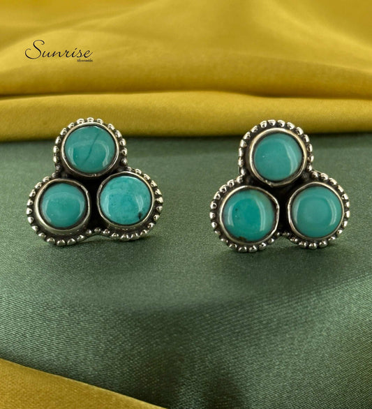 TRIPLE TURQUOISE  STUDS