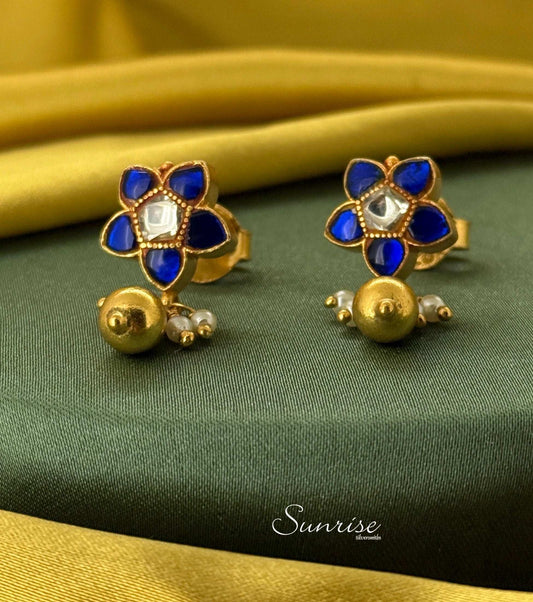 BLUE FLORAL STUDS
