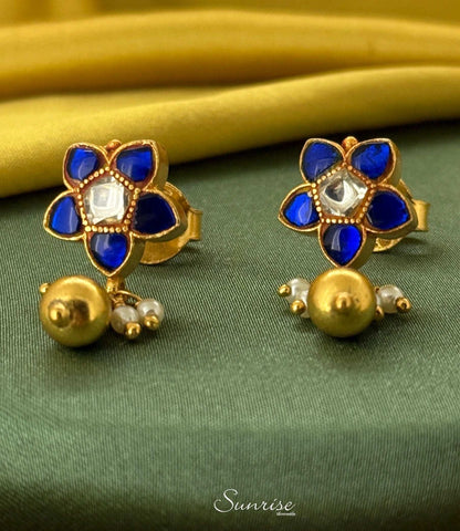 BLUE FLORAL STUDS