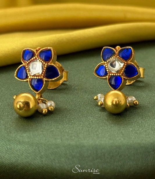 BLUE FLORAL STUDS