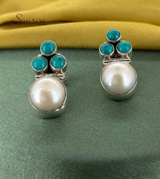 TURQUIOSE PEARL EARRINGS