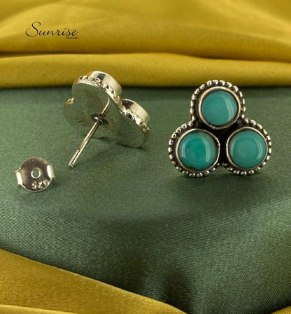 TRIPLE TURQUOISE  STUDS