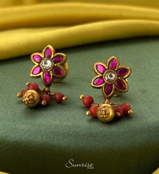 PINK FLORAL STUDS