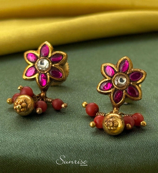 PINK FLORAL STUDS