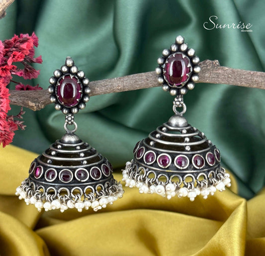 KEMPU WITH PEARLS JHUMKA