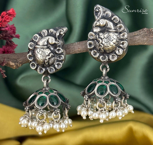 PEACOCK GREEN OXI JHUMKA
