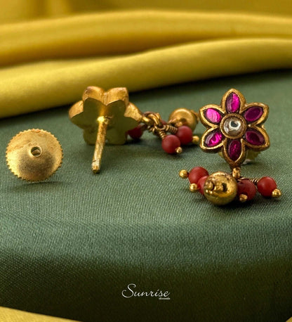 PINK FLORAL STUDS
