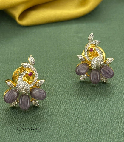 Lavender Victorian Peacock Pendant Set