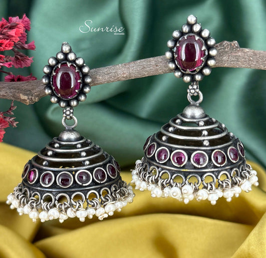 KEMPU WITH PEARLS JHUMKA