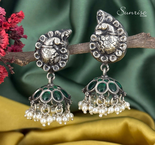 PEACOCK GREEN OXI JHUMKA
