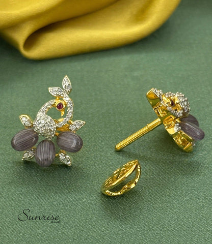 Lavender Victorian Peacock Pendant Set