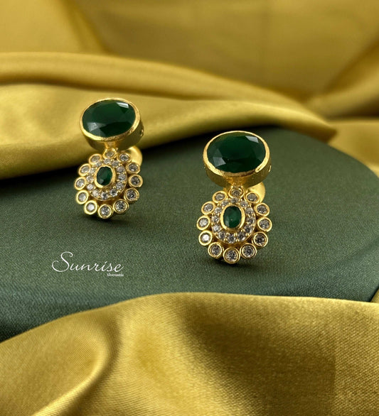 GREEN STONE GP  EARRINGS
