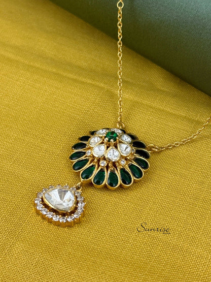 GREEN FLORAL VICTORIAN NECKLACE