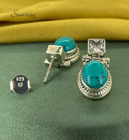 OVAL TURQUIOSE EARRINGS