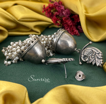 PEACOCK WITH PEARLS HANGING JHUMKAS