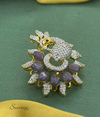 Lavender Victorian Peacock Pendant Set