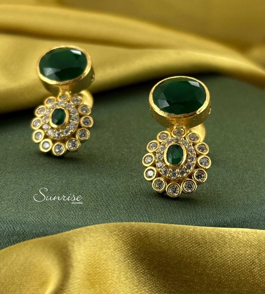 GREEN STONE GP  EARRINGS