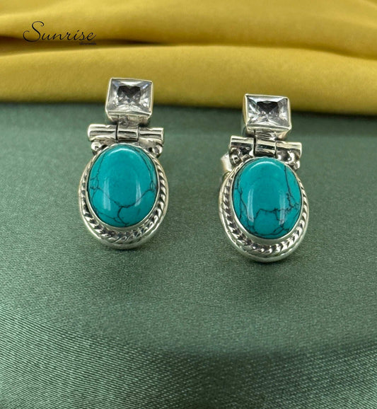 OVAL TURQUIOSE EARRINGS
