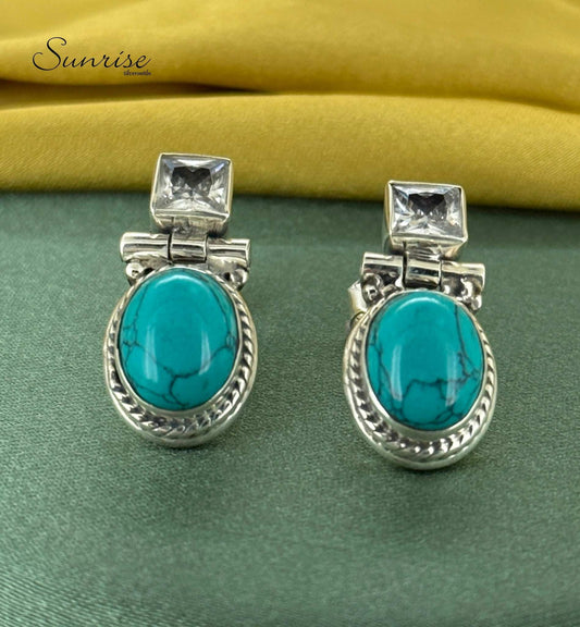 OVAL TURQUIOSE EARRINGS