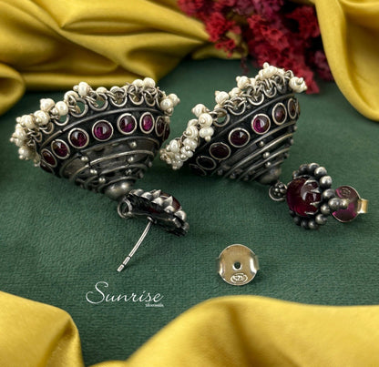 KEMPU WITH PEARLS JHUMKA