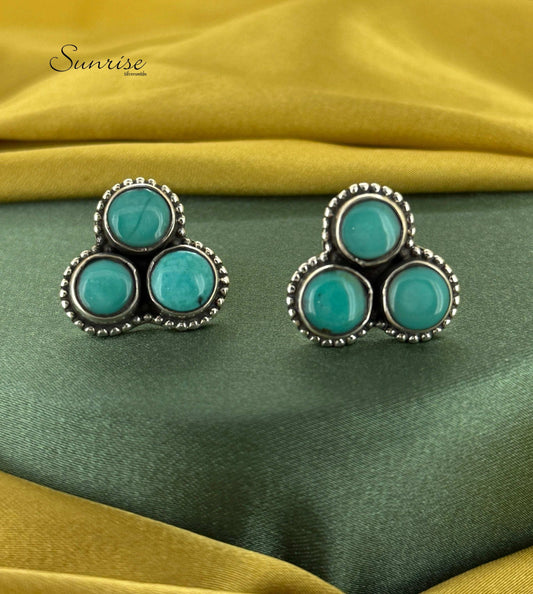 TRIPLE TURQUOISE  STUDS