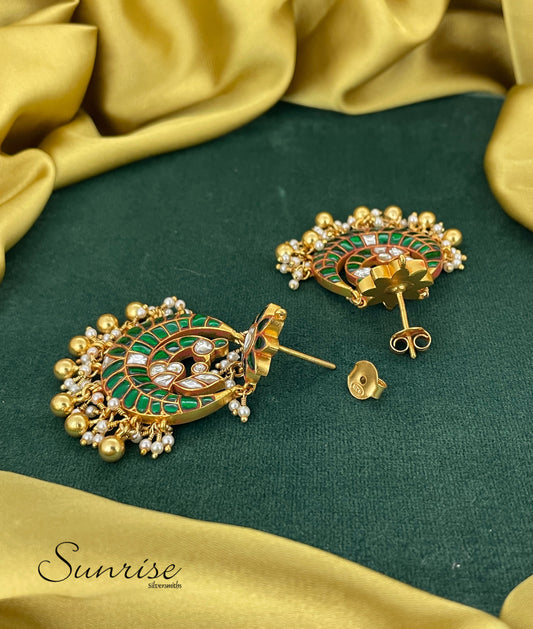 GREEN KUNDAN CHANDBALI