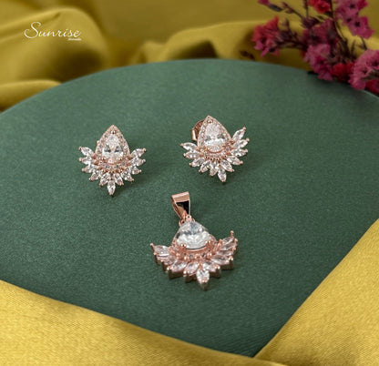 CZ ROSE GOLD PENDANT SET