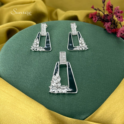 BLACK ENAMEL PENDANT SET