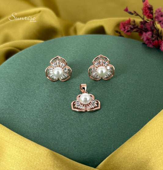 ROSE GOLD PEARL PENDANT SET