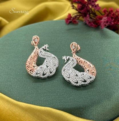 TWO TONE PEACOCK PENDANT SET