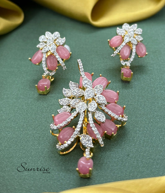BABY PINK VICTORIAN PENDANT SET