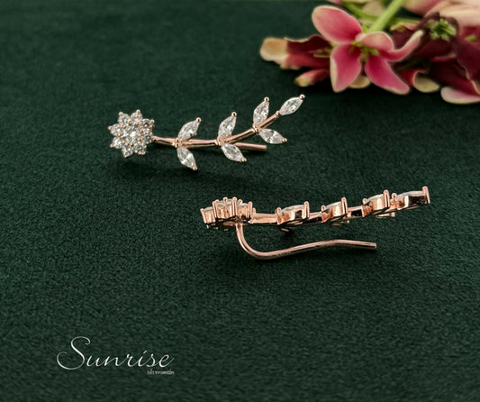ROSE GOLD FLORAL EARCLIPS