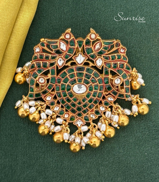 PEACOCK GREEN KUNDAN PENDANT
