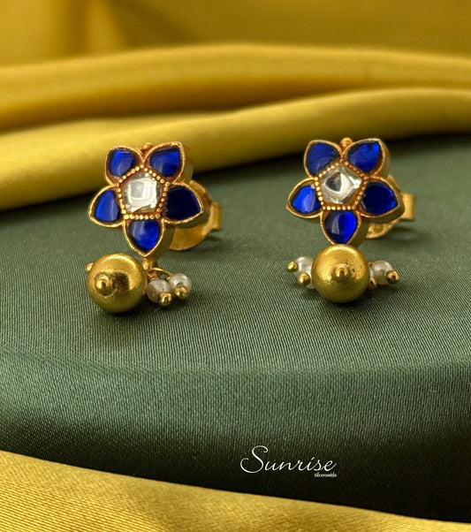 BLUE FLORAL STUDS