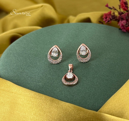 CZ ROSE GOLD PENDANT SET