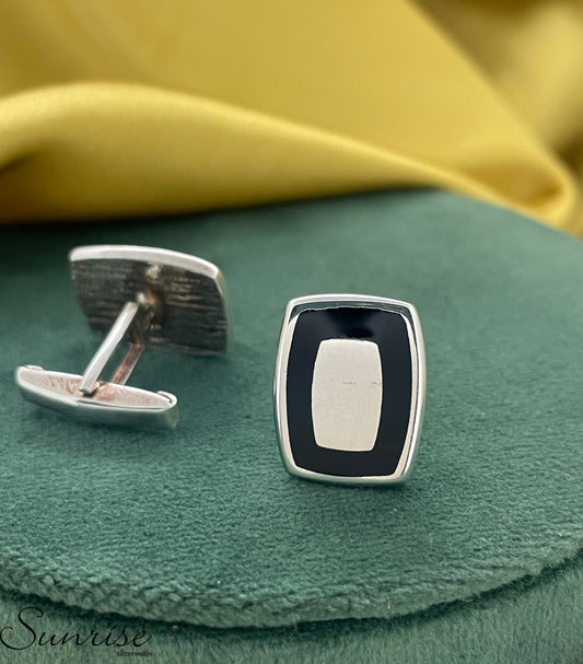 BLACK ENAMEL CUFFLINKS