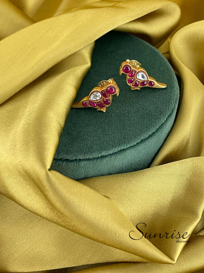 PARROT KUNDAN STUDS