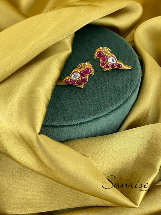 PARROT KUNDAN STUDS