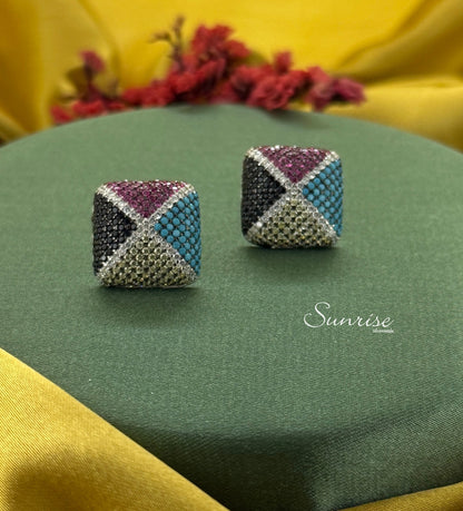 MULTI-COLORED SQUARE CZ PENDANT SET