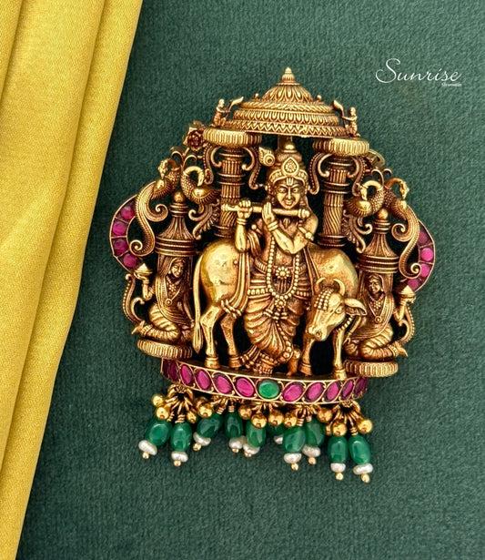 KIRSHNA WITH KAMADHENU PENDANT