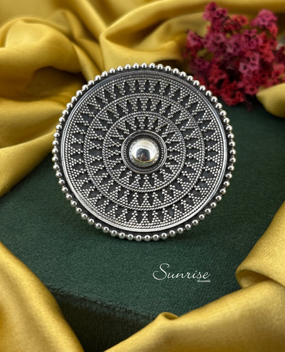 OXIDISED ROUND SILVER RING